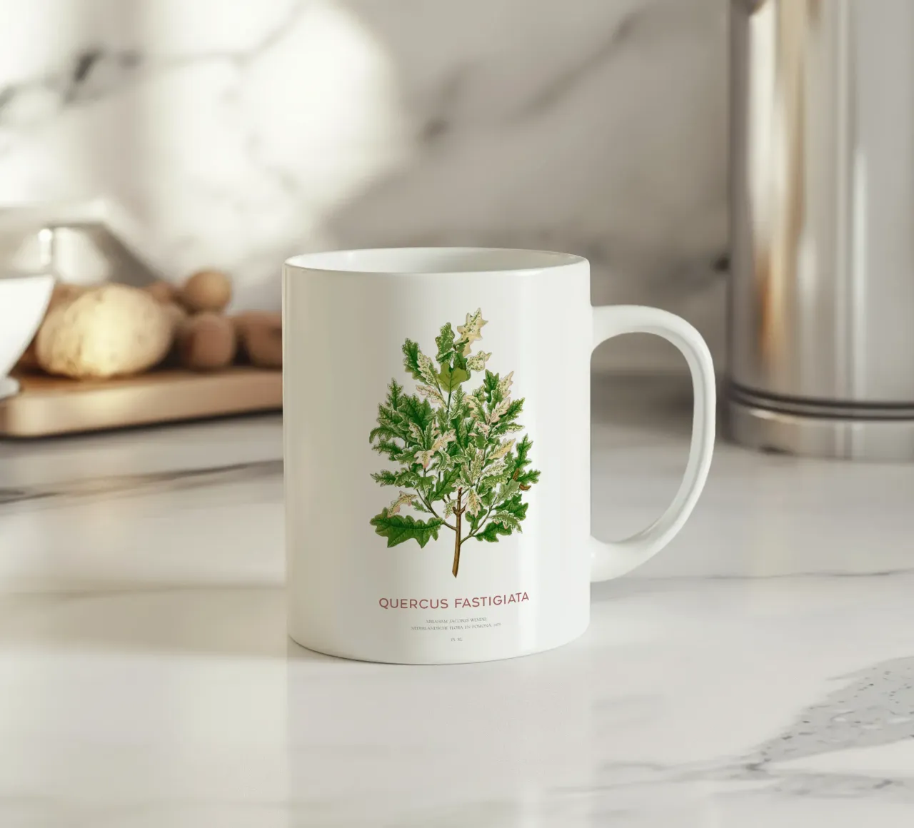 Quercia peduncolata o Quercus fastigiata tazza in ceramica da Vintagrafica