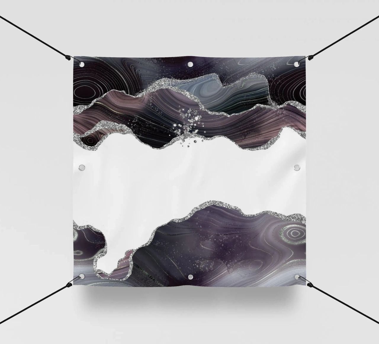 Texture Agata Glitterata Nera e Argento 07 telo in pvc da Gemstone Textures