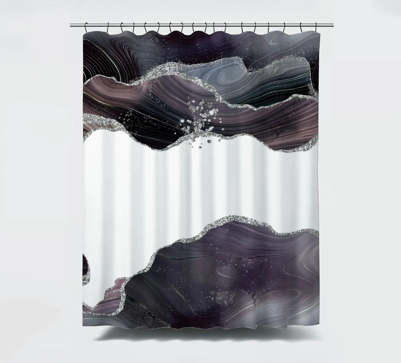 Texture Agata Glitterata Nera e Argento 07 tenda da doccia da Gemstone Textures