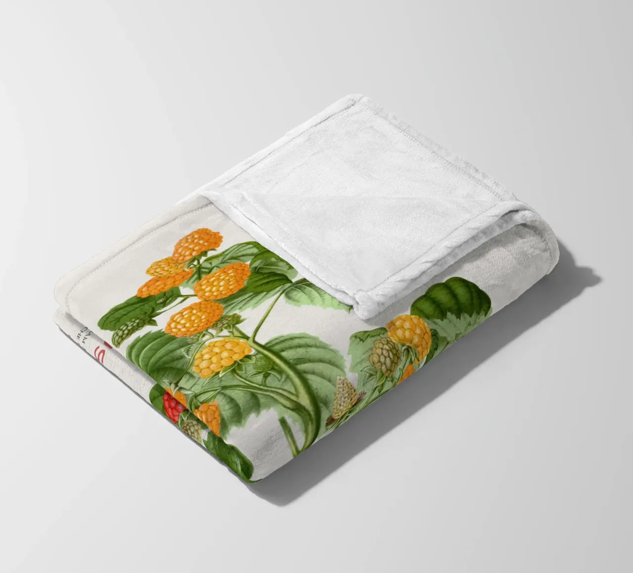 Red raspberry or Rubus idaeus fleece blanket by Vintagrafica