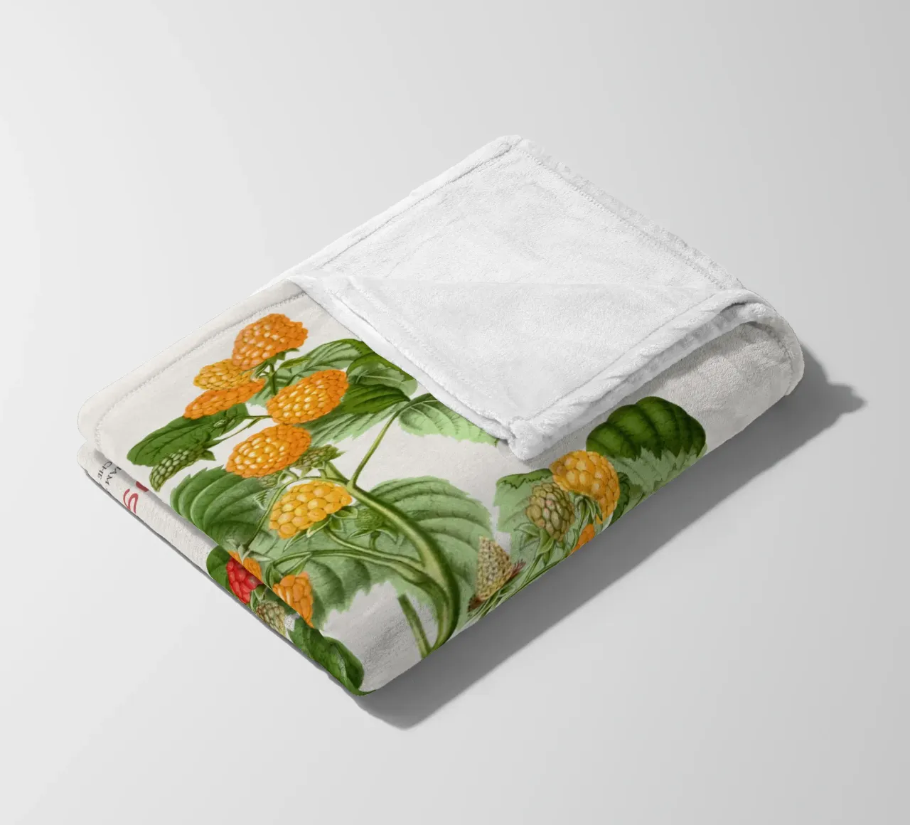 Red raspberry or Rubus idaeus fleece blanket by Vintagrafica