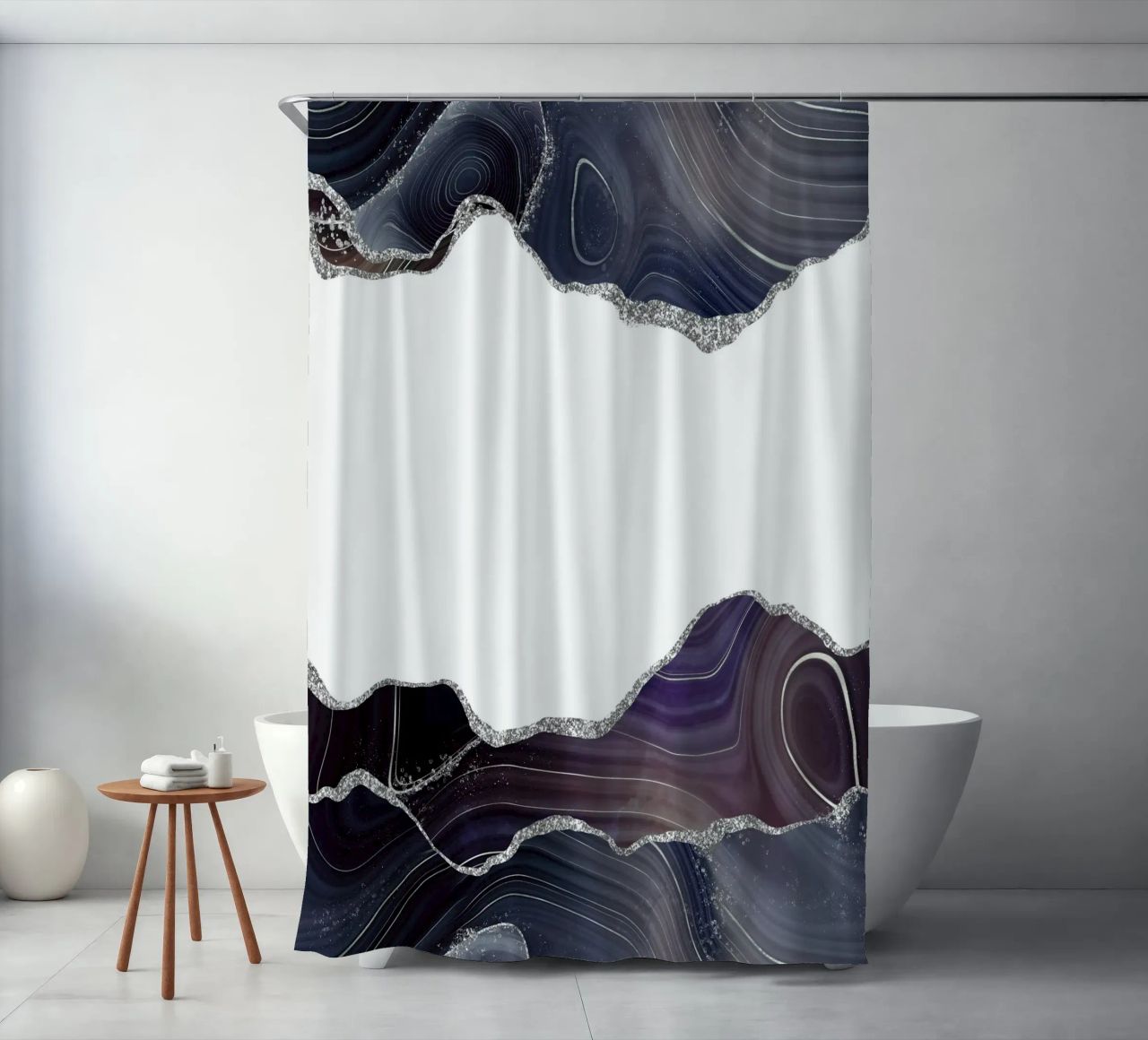 Agata glitterata nera e argento Texture 08 tenda da doccia da Gemstone Textures