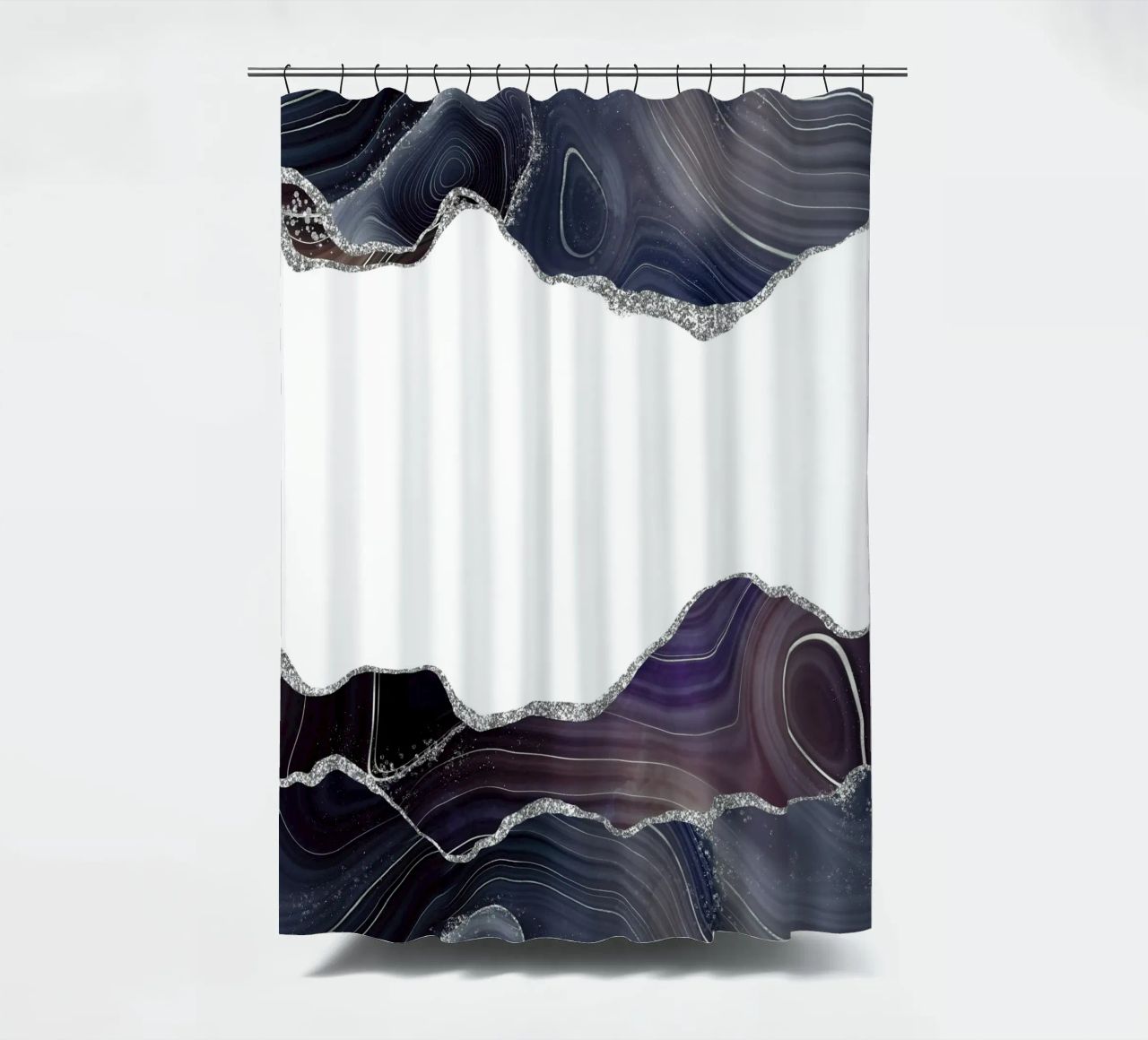 Agata glitterata nera e argento Texture 08 tenda da doccia da Gemstone Textures