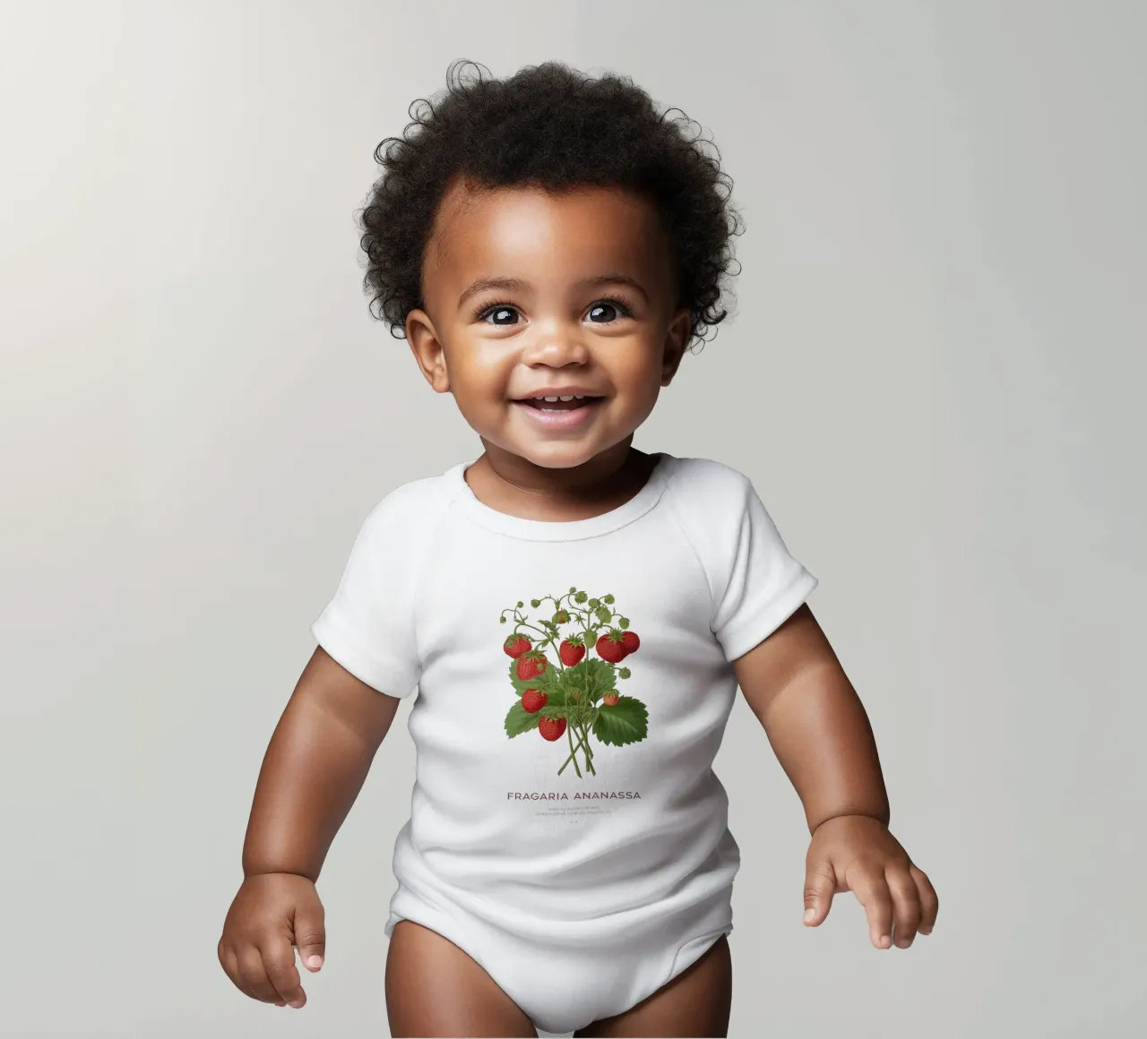 Gartenerdbeere oder Fragaria ananassa Kurzarm Babybody von Vintagrafica