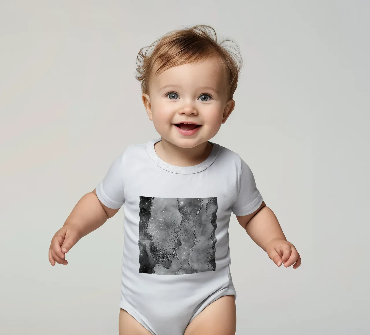 Texture Agata Nera Glitterata 02 body neonato maniche corte da Gemstone Textures