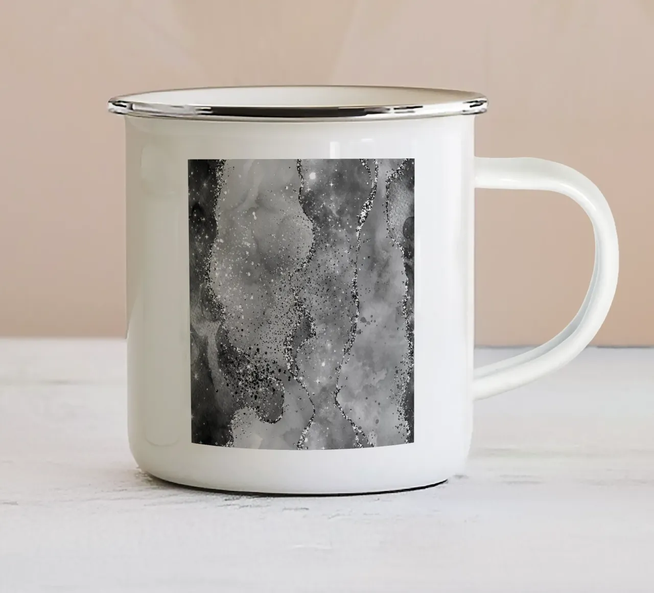 Texture Agata Nera Glitterata 02 tazza in smalto da Gemstone Textures