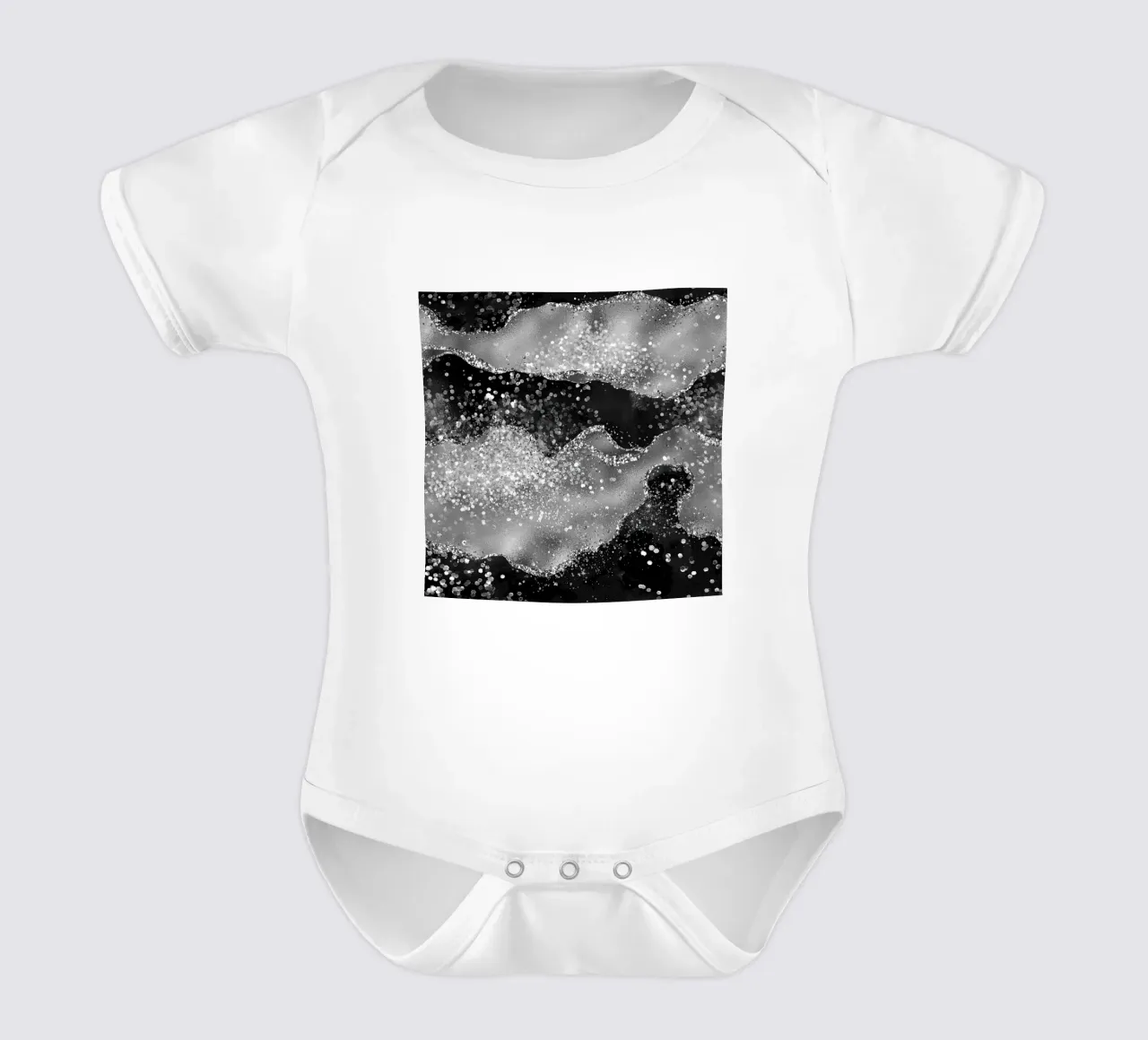 Texture Agata Nera Glitterata 03 body neonato maniche corte da Gemstone Textures