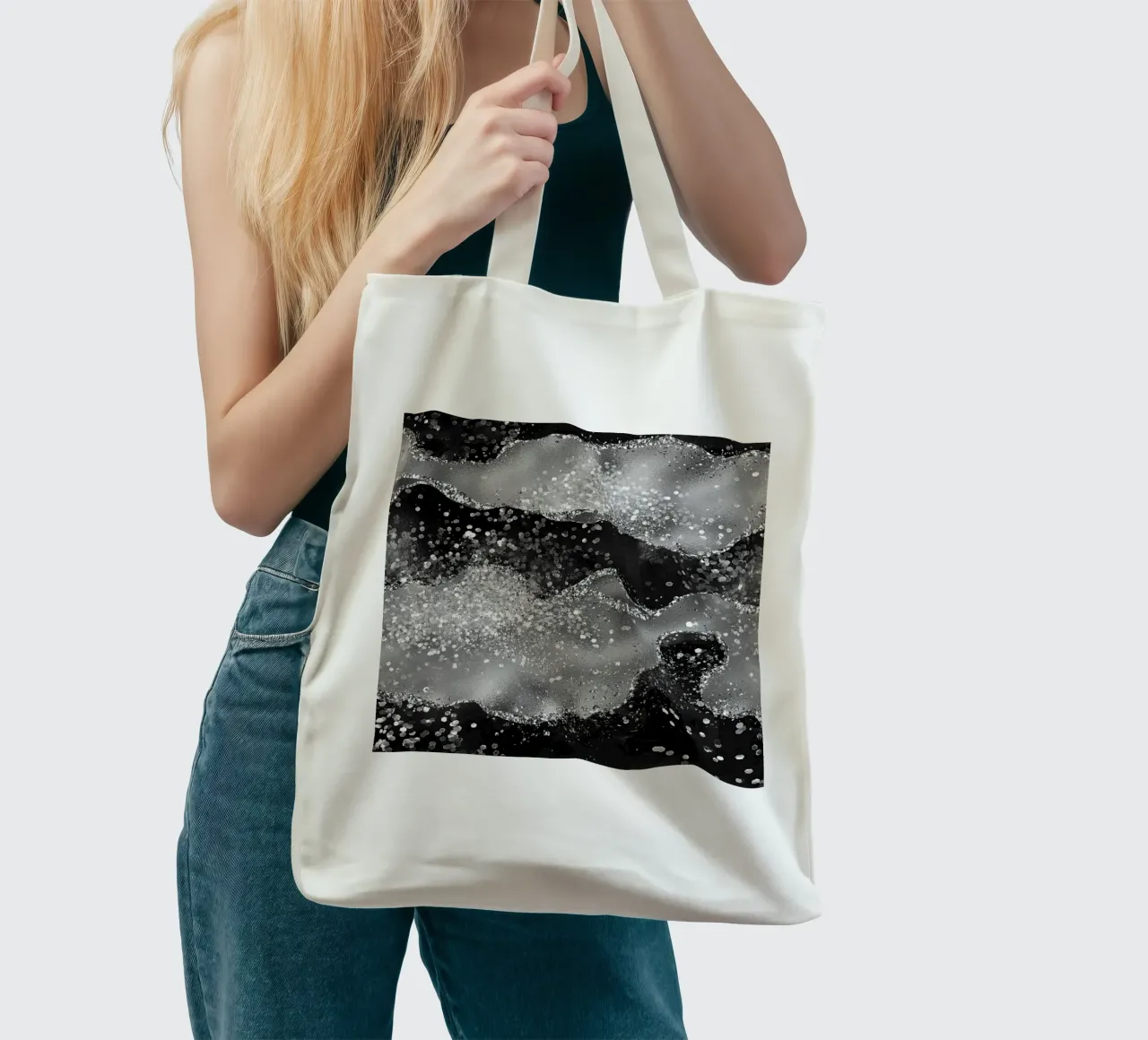 Texture Agata Nera Glitterata 03 borsa in juta da Gemstone Textures