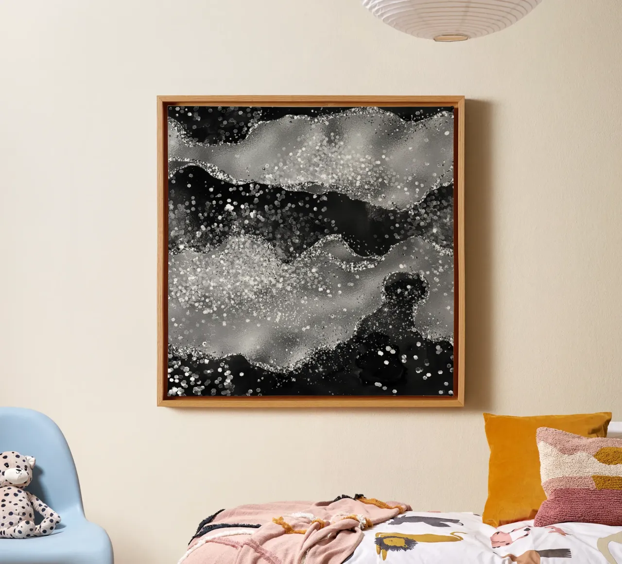 Texture Agata Nera Glitterata 03 tela con Cornice a cassetta da Gemstone Textures