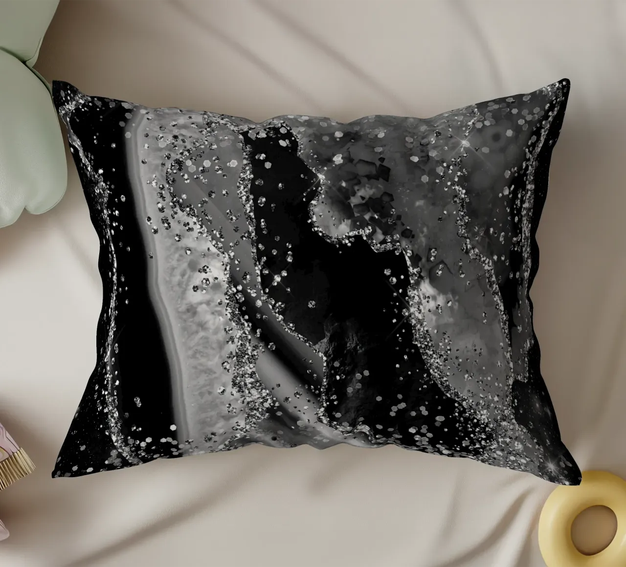 Texture Agata Nera Glitterata 04 cuscino da Gemstone Textures