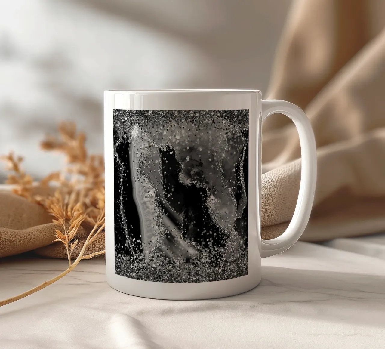 Texture Agata Nera Glitterata 04 tazza in ceramica da Gemstone Textures