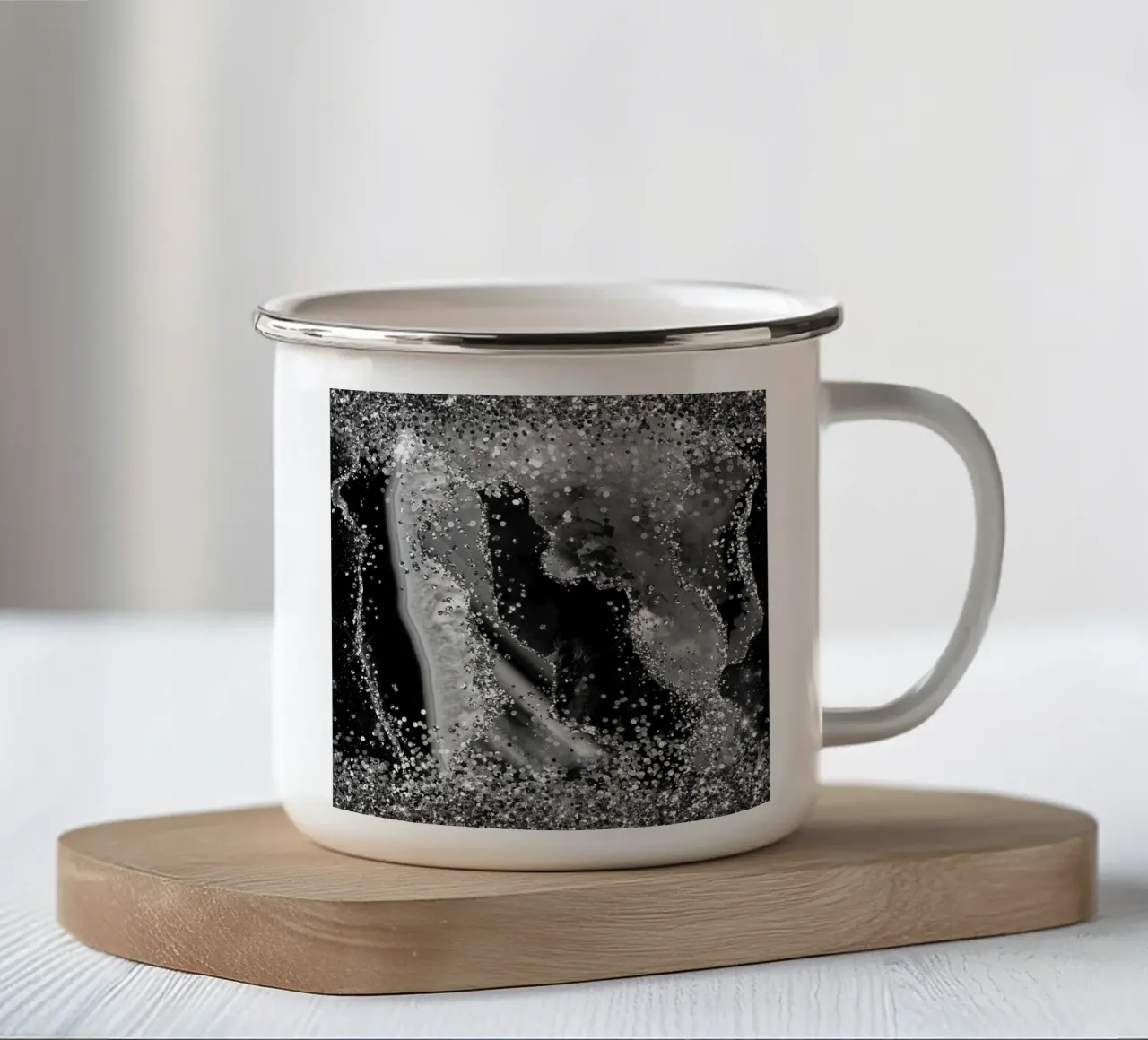 Texture Agata Nera Glitterata 04 tazza in smalto da Gemstone Textures
