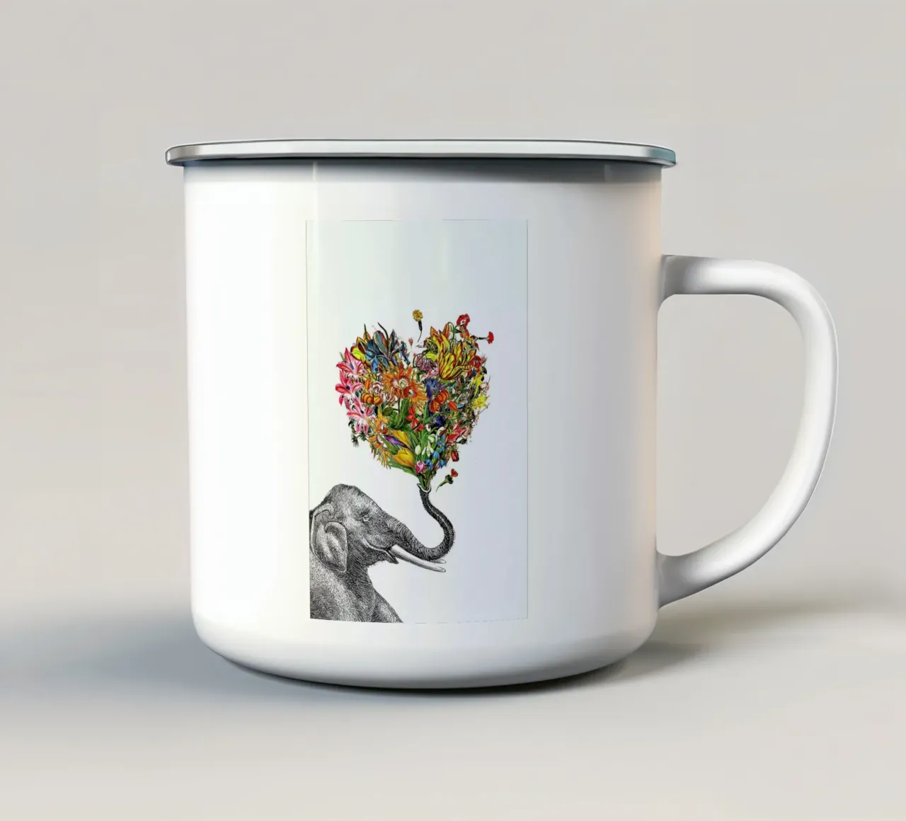 The Happy Elephant taza de esmalte de Rococco LA