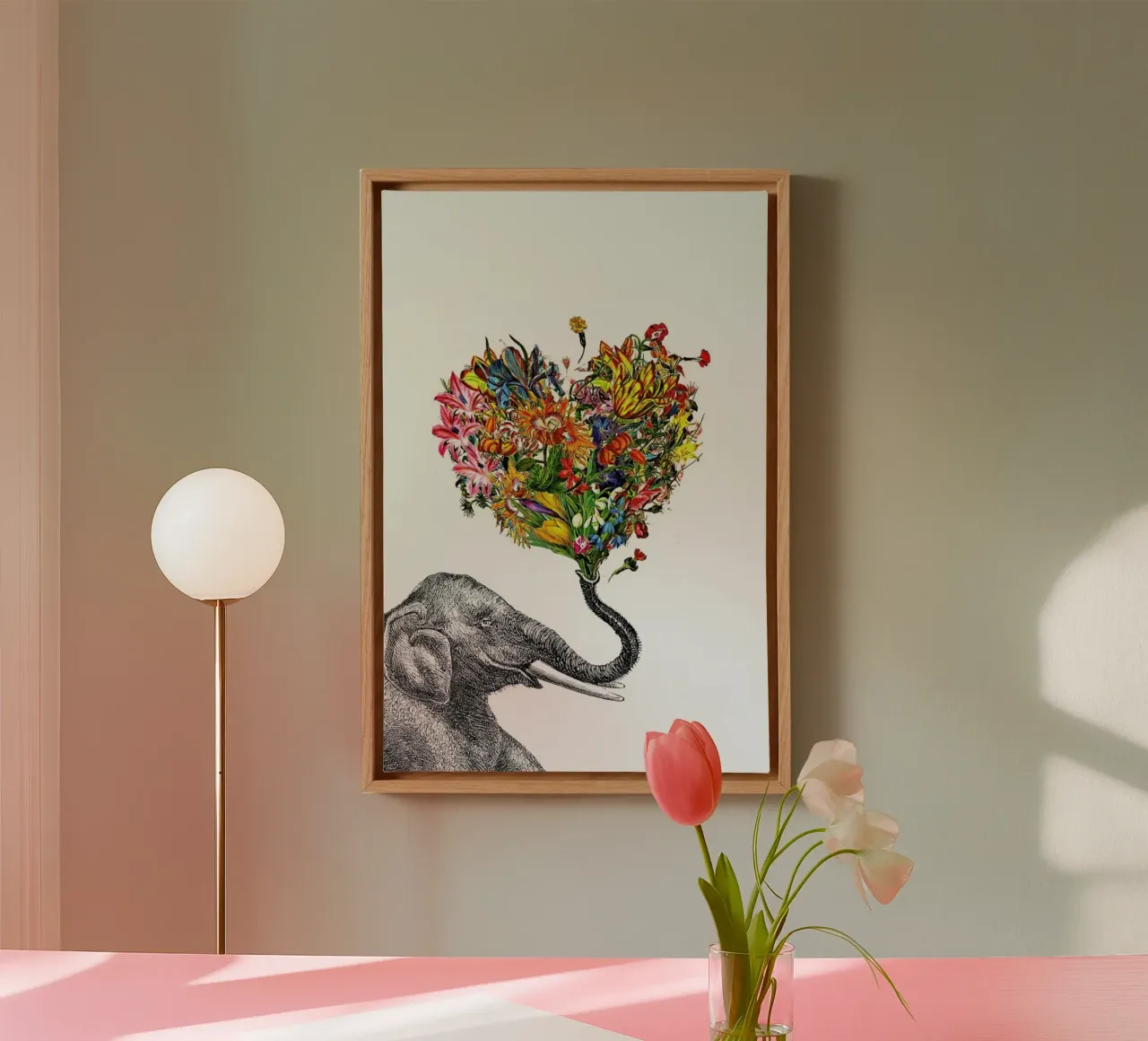 The Happy Elephant tela con Cornice a cassetta da Rococco LA