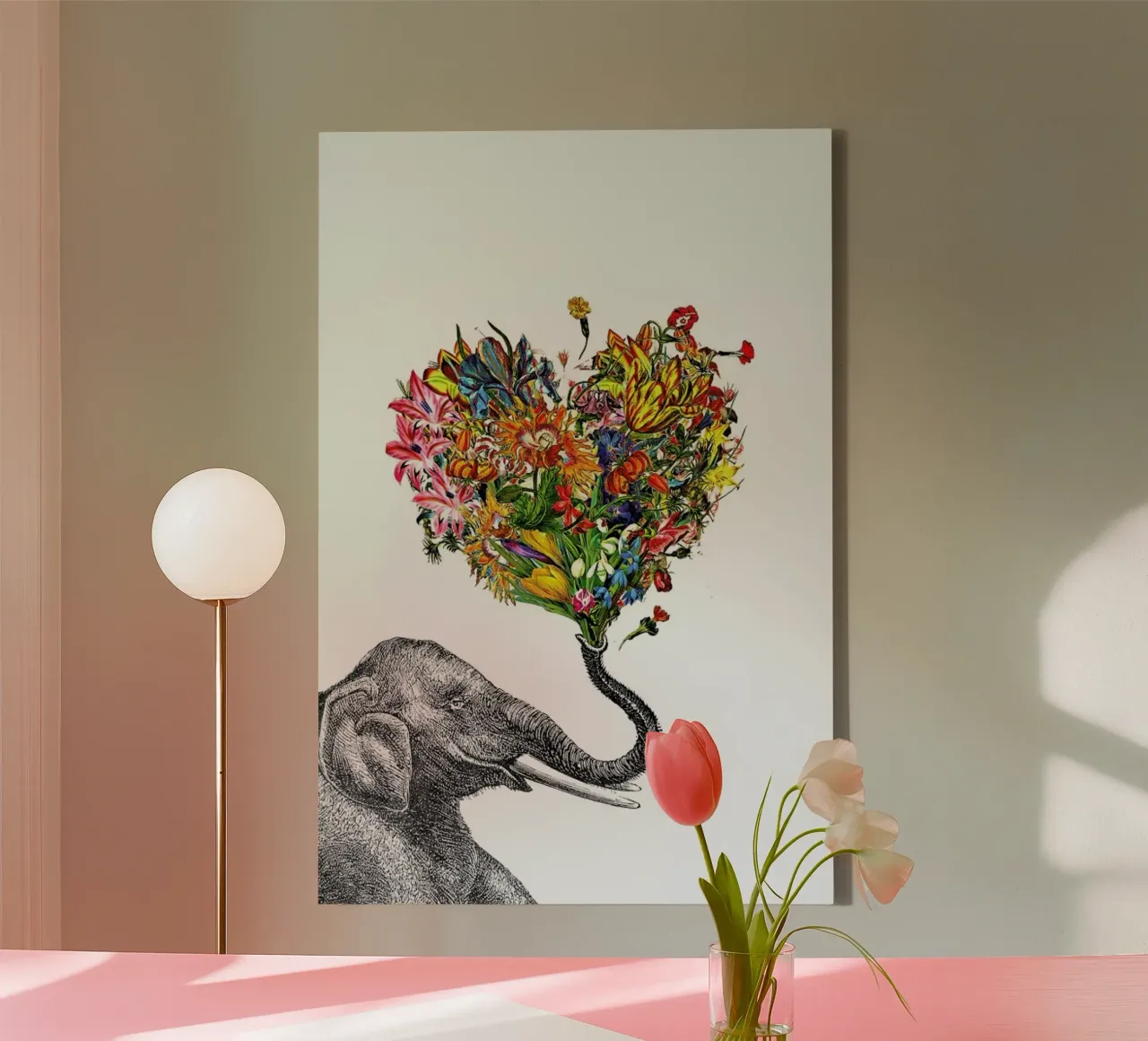 The Happy Elephant tela con Cornice a cassetta da Rococco LA