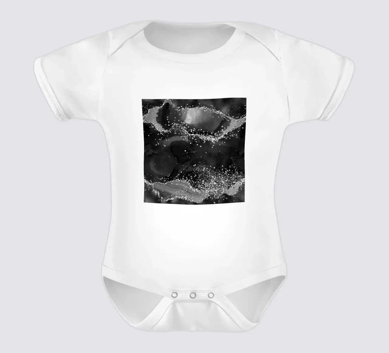 Agata nera glitterata Texture 05 body neonato maniche corte da Gemstone Textures