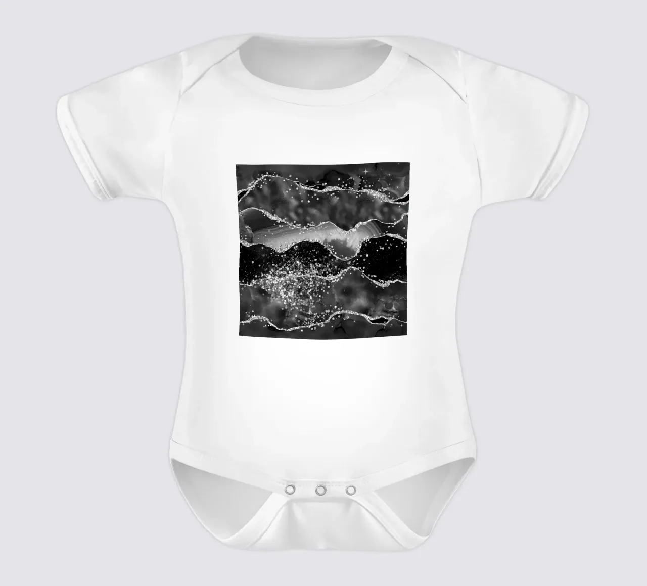 Agata nera glitterata Texture 06 body neonato maniche corte da Gemstone Textures