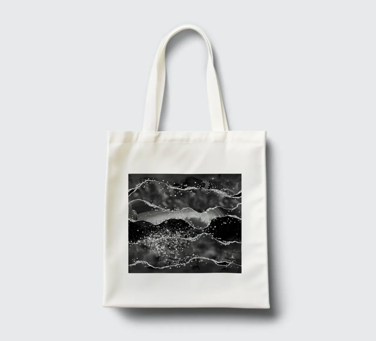 Agata nera glitterata Texture 06 borsa in juta da Gemstone Textures
