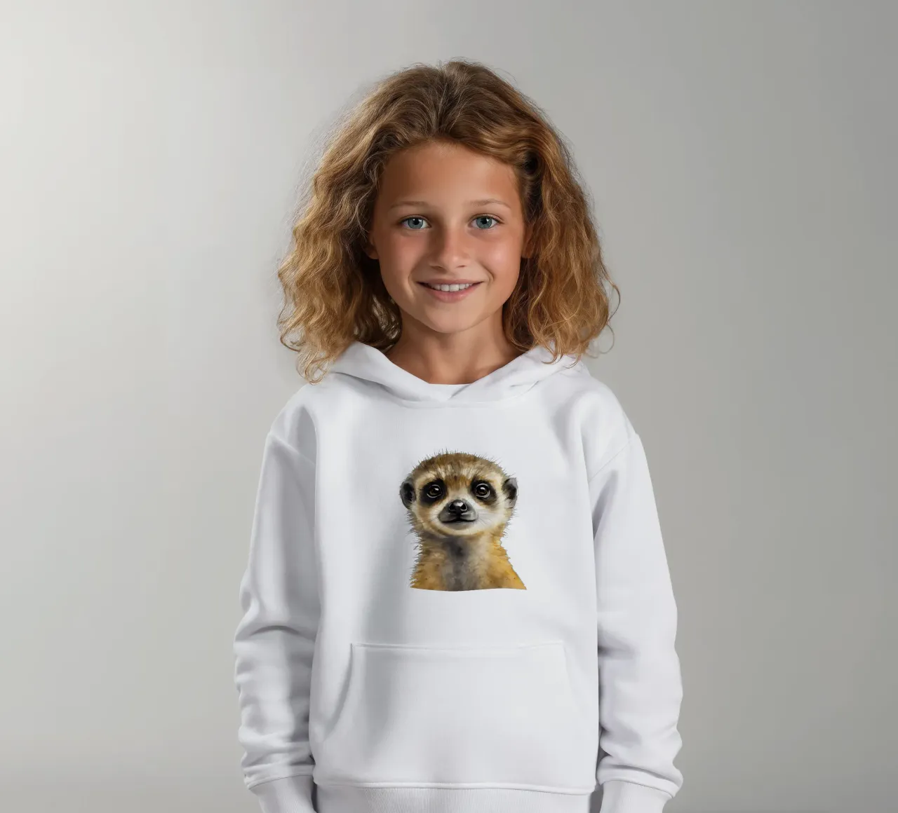 Stampa di un suricato per la cameretta, poster acquerellato di un simpatico animale safari felpa bambino con cappuccio da Little Lila