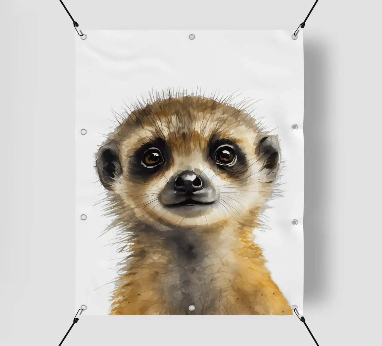 Stampa di un suricato per la cameretta, poster acquerellato di un simpatico animale safari telo in pvc da Little Lila