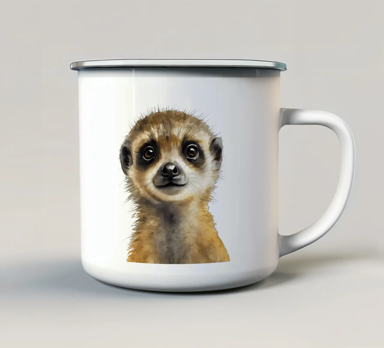 Stampa di un suricato per la cameretta, poster acquerellato di un simpatico animale safari tazza in smalto da Little Lila