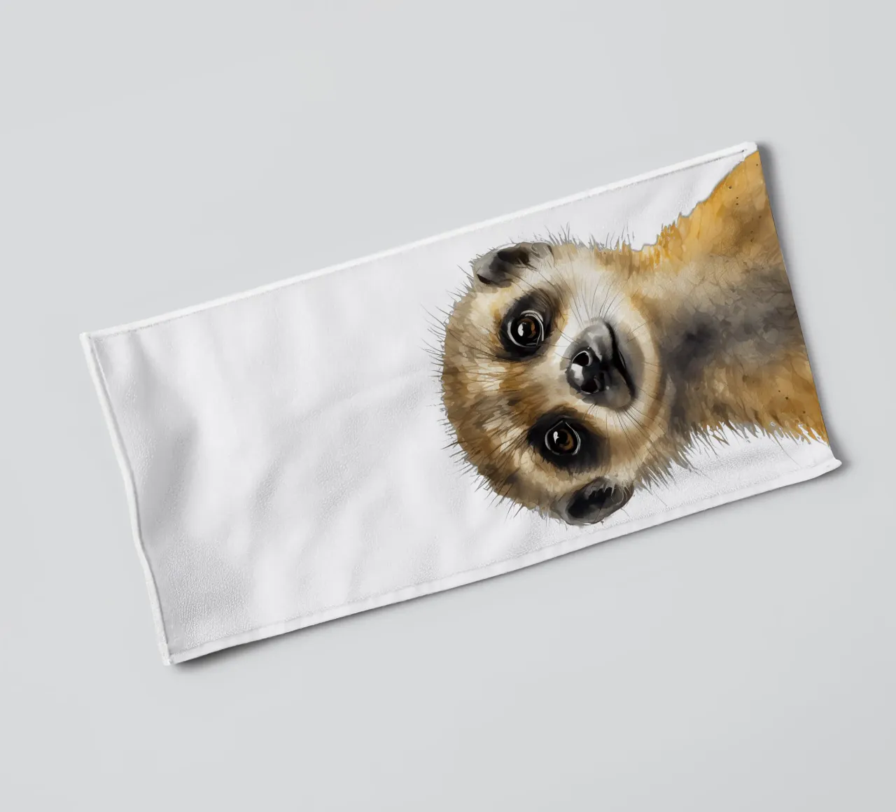 Stampa di un suricato per la cameretta, poster acquerellato di un simpatico animale safari asciugamano da bagno da Little Lila