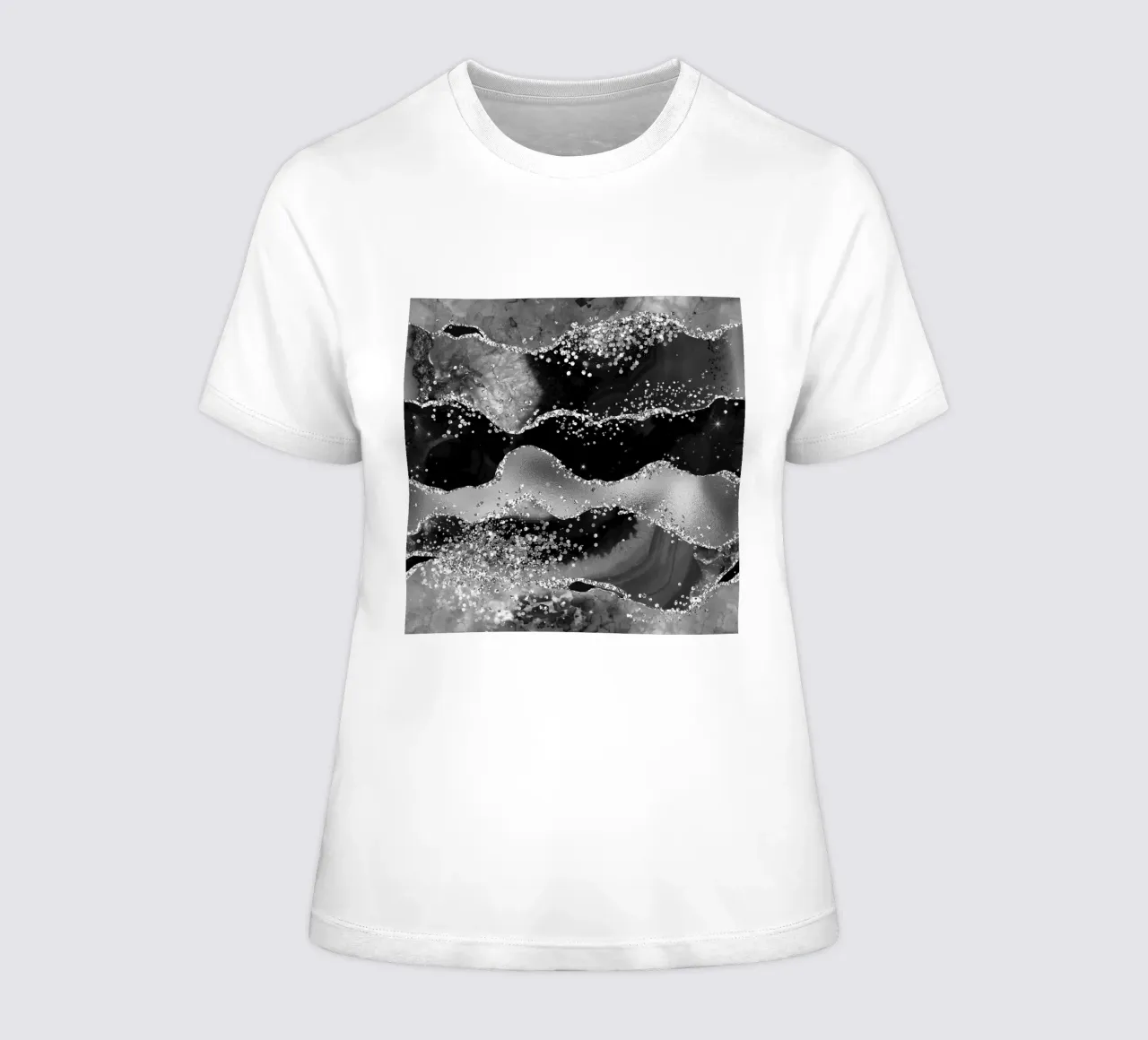Black Glitter Agate Texture 07 women's fitted t-shirt by Gemstone Textures