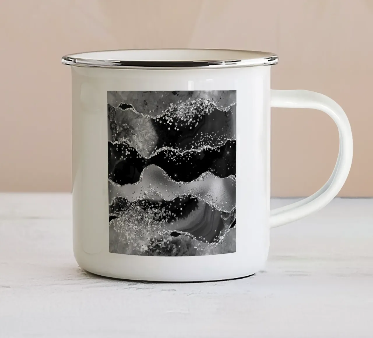 Texture Agata Nera Glitterata 07 tazza in smalto da Gemstone Textures