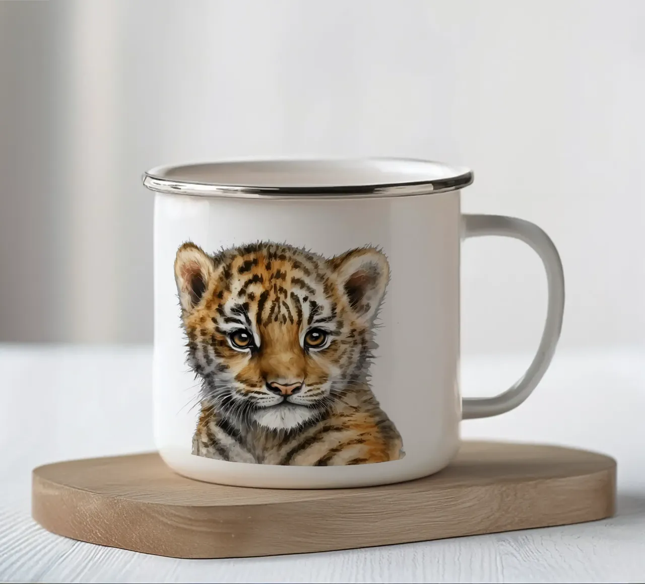 Safari Poster, leeuwenwelp Dierendruk, kinderkamer decor emaille mok van Little Lila
