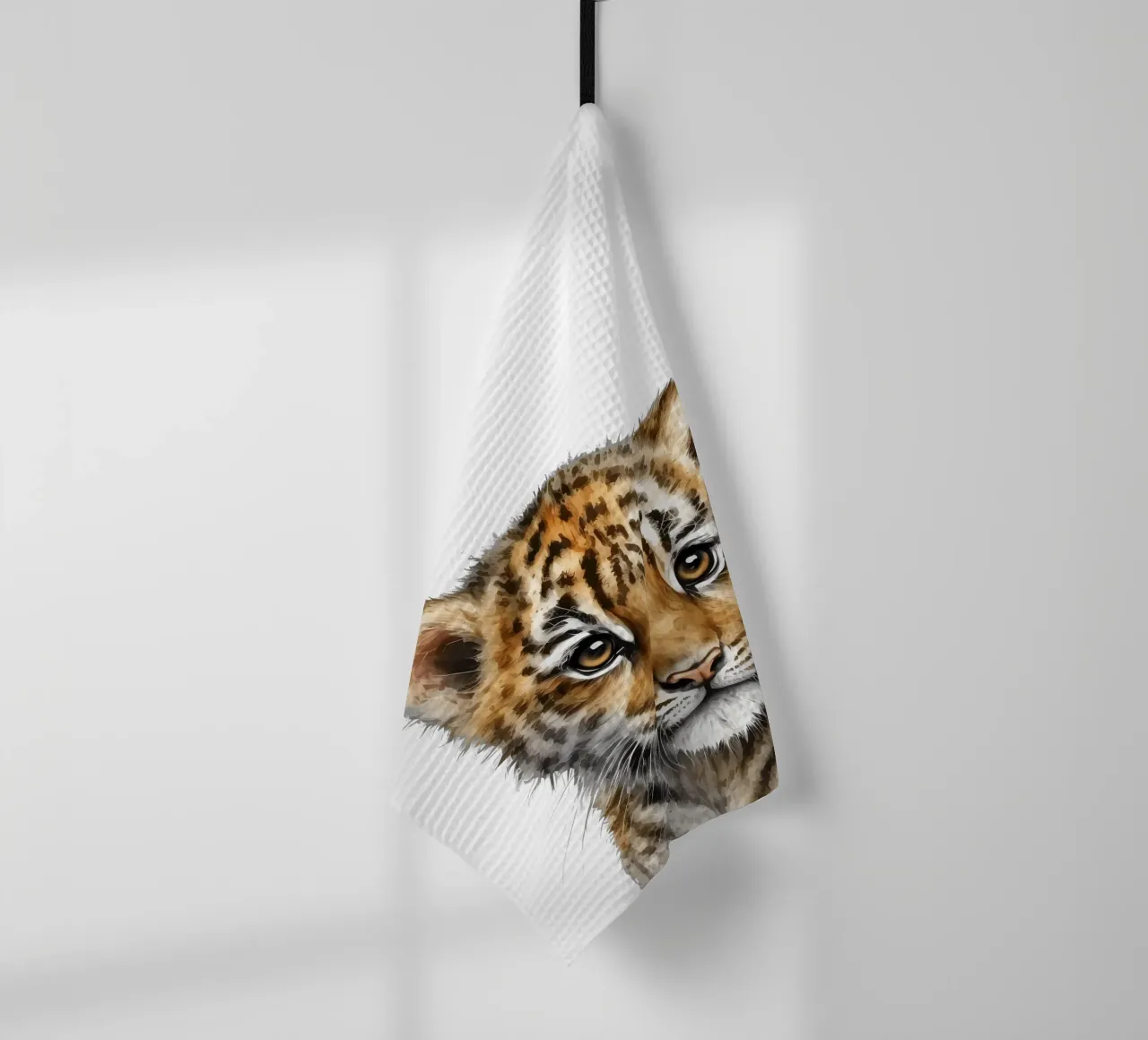 Safari Poster, leeuwenwelp Dierendruk, kinderkamer decor theedoek van Little Lila