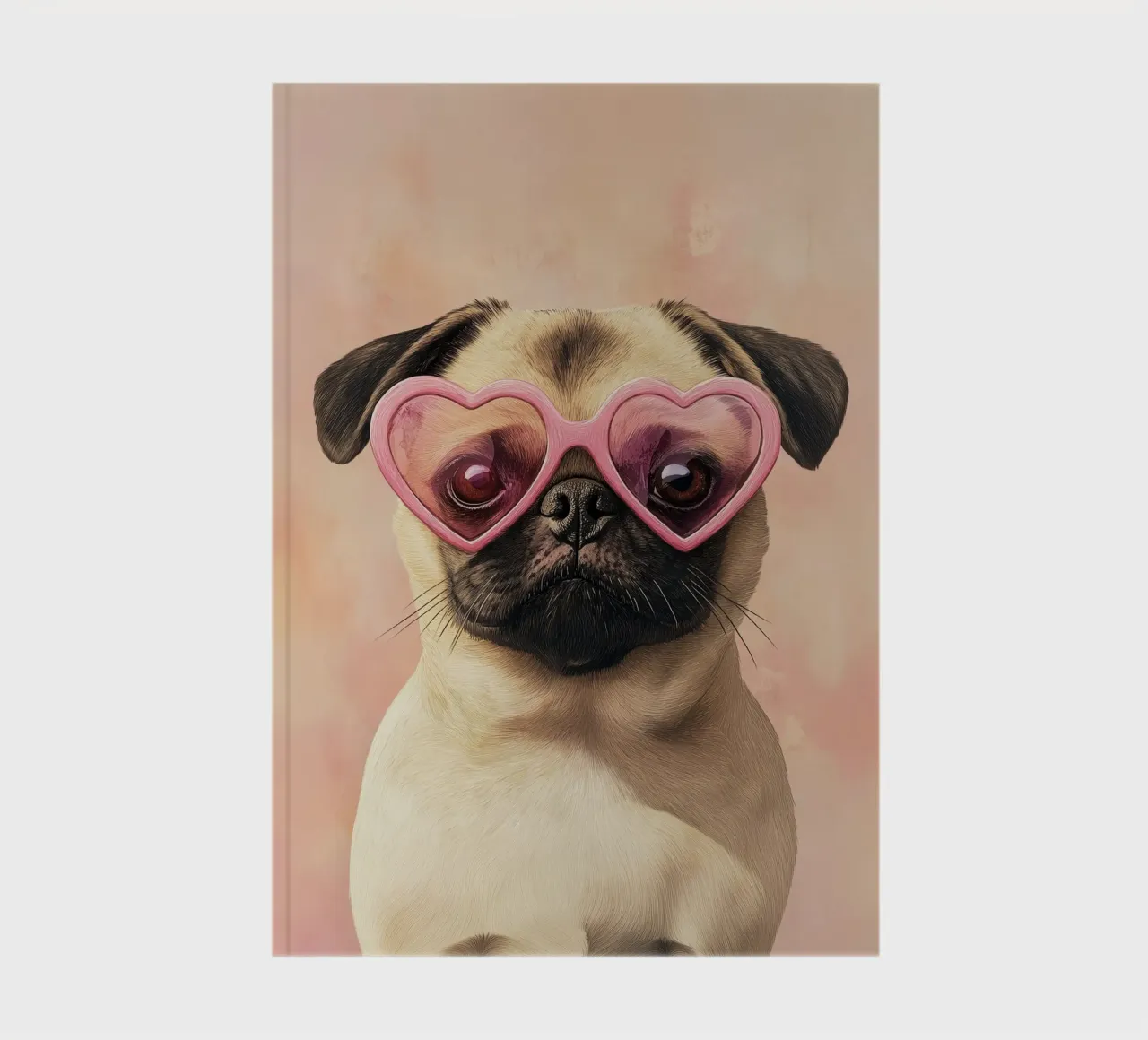 Mops avec lunettes en forme de cœur carnet de notes de Carinaprint