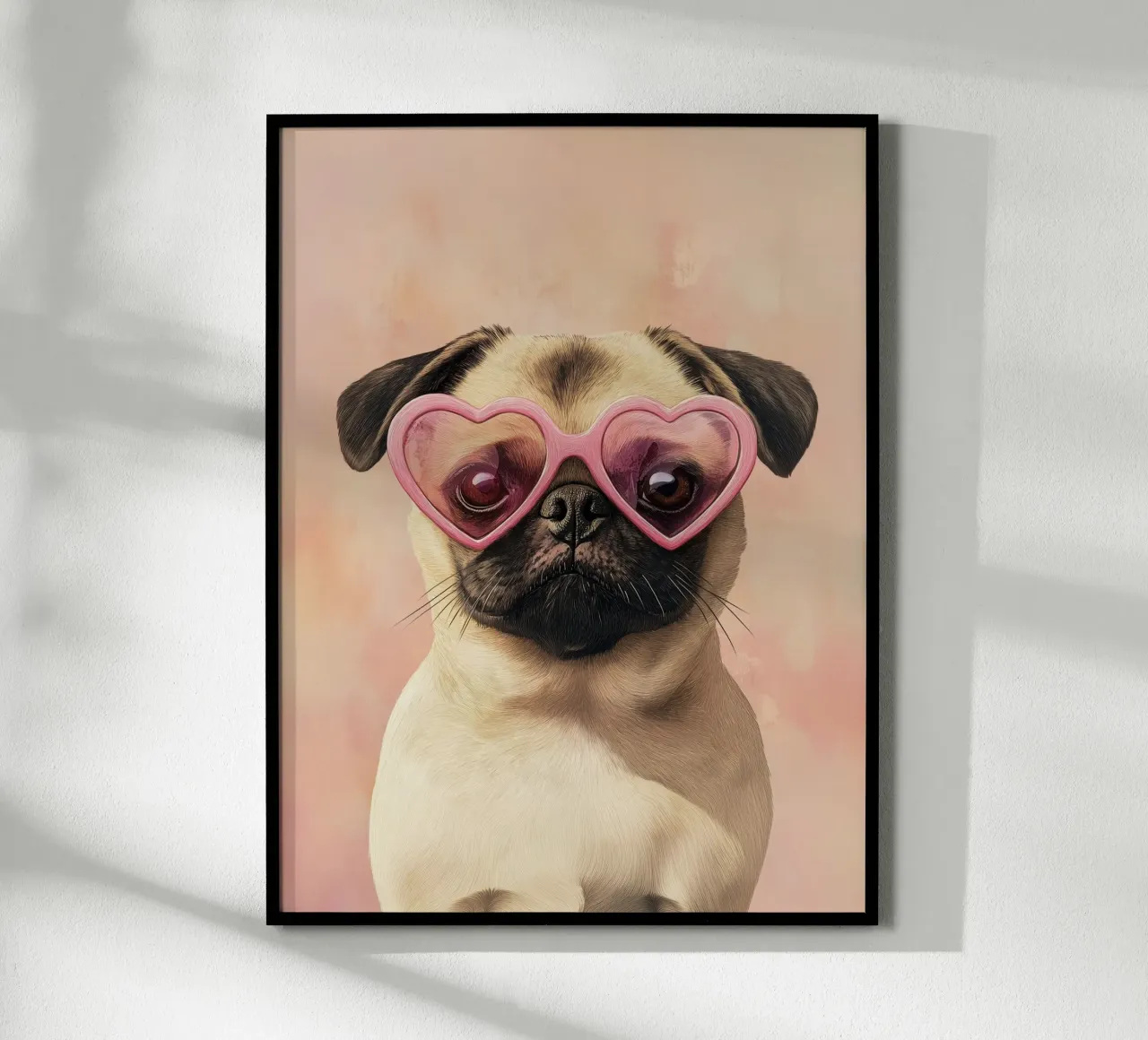 Carlino con occhiali a cuore carta hahnemühle da Carinaprint