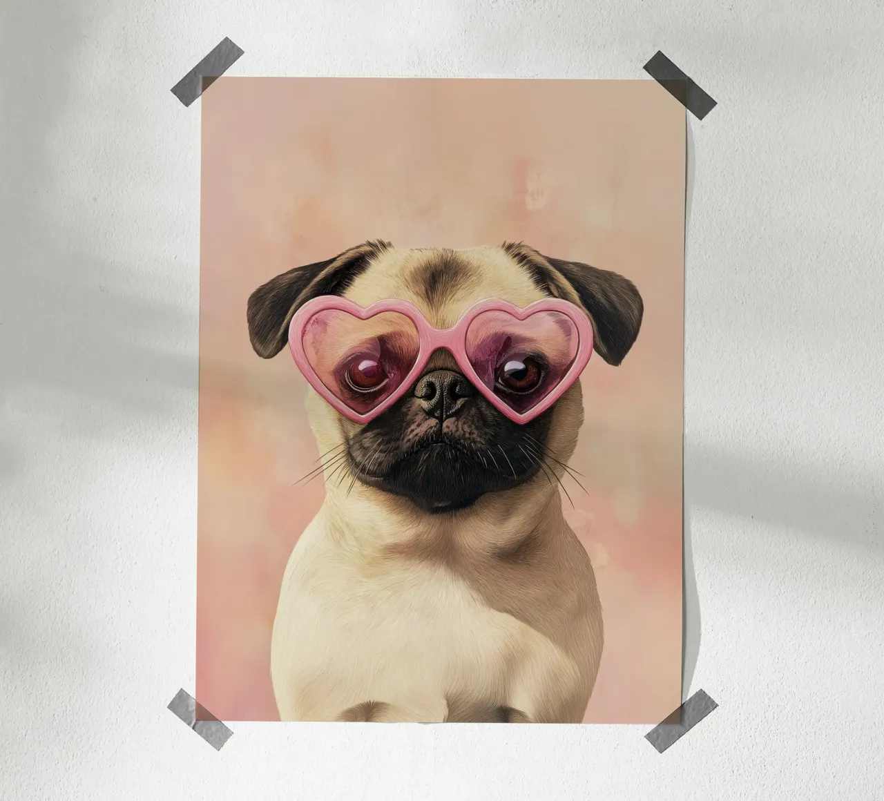 Carlino con occhiali a cuore carta hahnemühle da Carinaprint