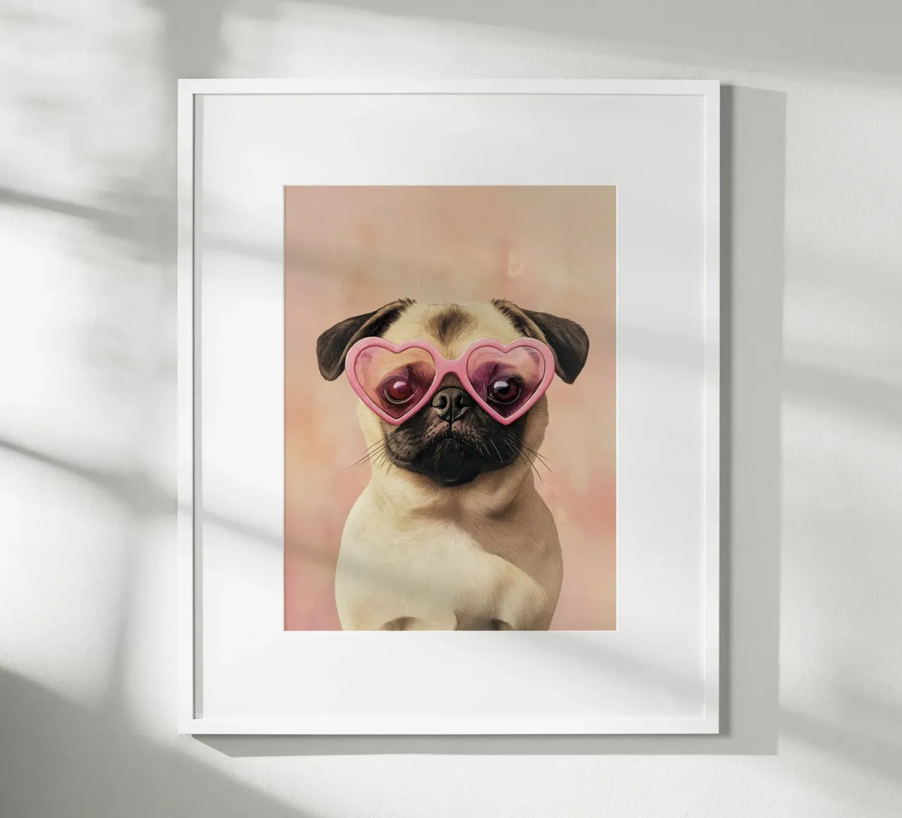 Carlino con occhiali a cuore carta hahnemühle da Carinaprint