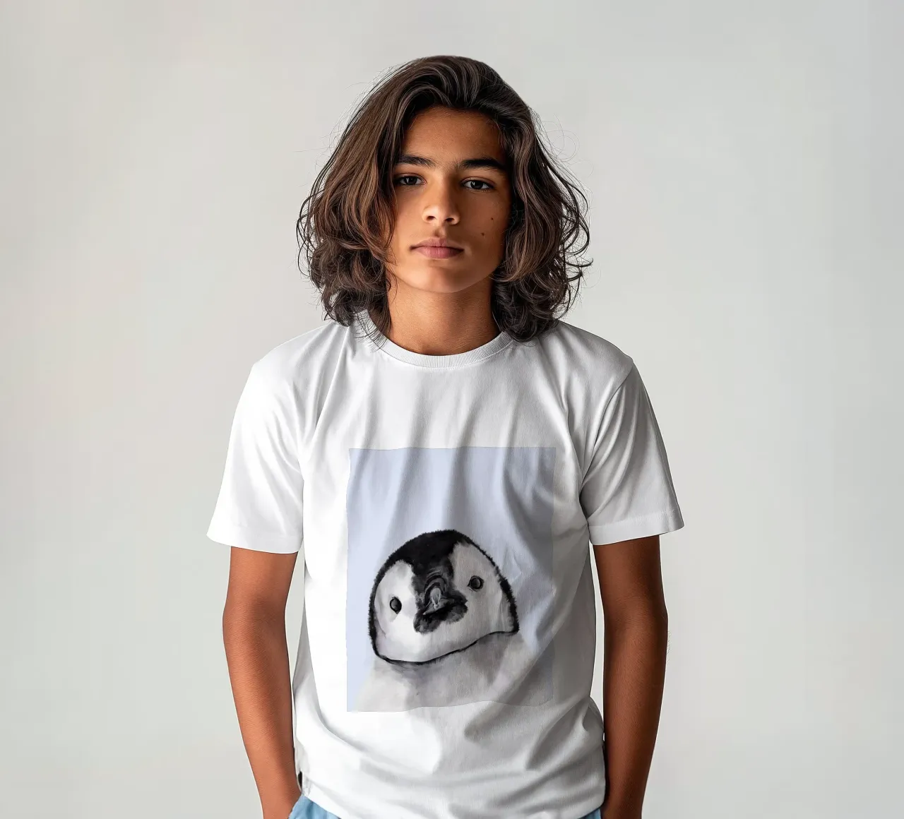 Cute Penguin Print, Wildlife Poster, Nursery Antartica Art kids t-shirt by Little Lila