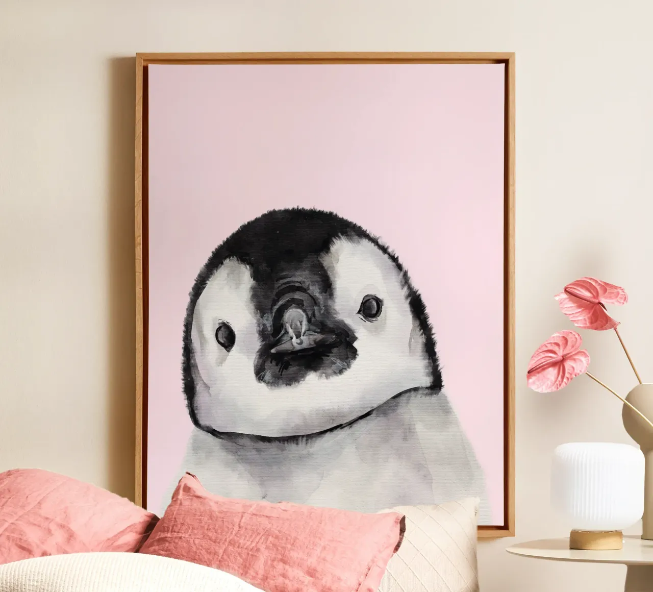 Poster pinguino, stampa fauna selvatica, stampa vivaio Antartica tela con Cornice a cassetta da Little Lila