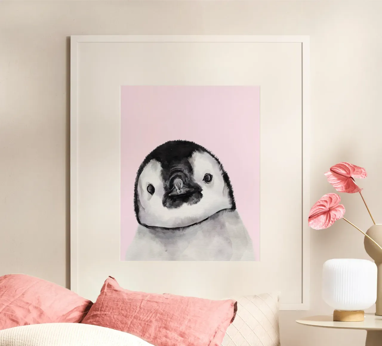 Poster pinguino, stampa fauna selvatica, stampa vivaio Antartica poster con telaio in alluminio da Little Lila