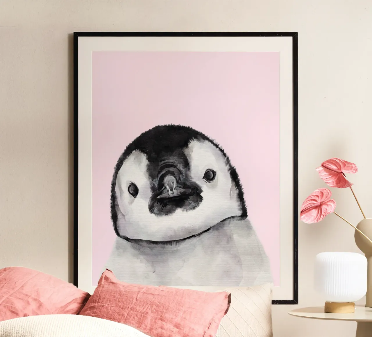 Poster pinguino, stampa fauna selvatica, stampa vivaio Antartica poster con telaio in alluminio da Little Lila