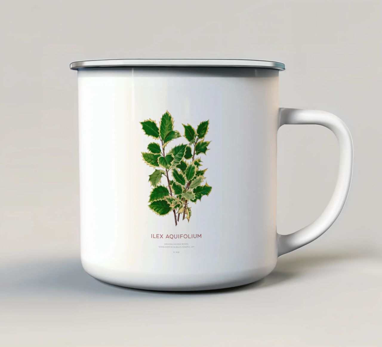 Agrifoglio di Natale o Ilex aquifolium tazza in smalto da Vintagrafica
