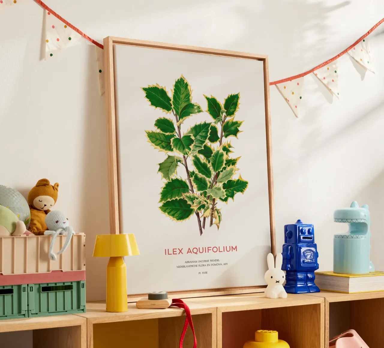 Kersthulst of Ilex aquifolium canvas van Vintagrafica