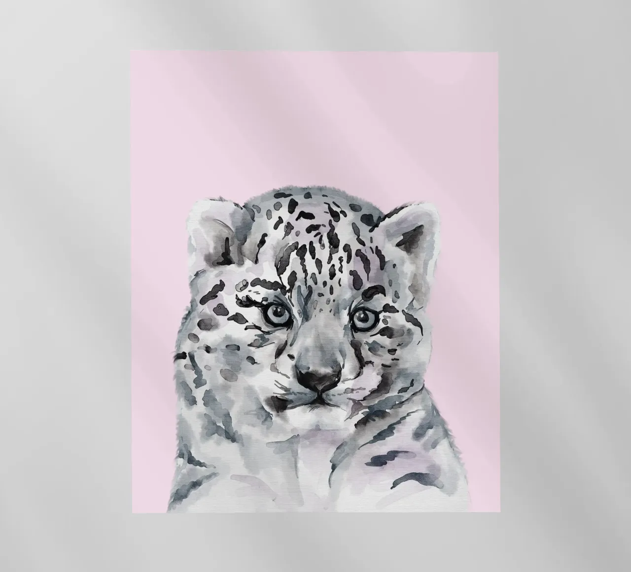 Poster pastello sulla fauna selvatica, simpatico leopardo delle nevi, stampa per l'asilo nido pellicola backlit da Little Lila
