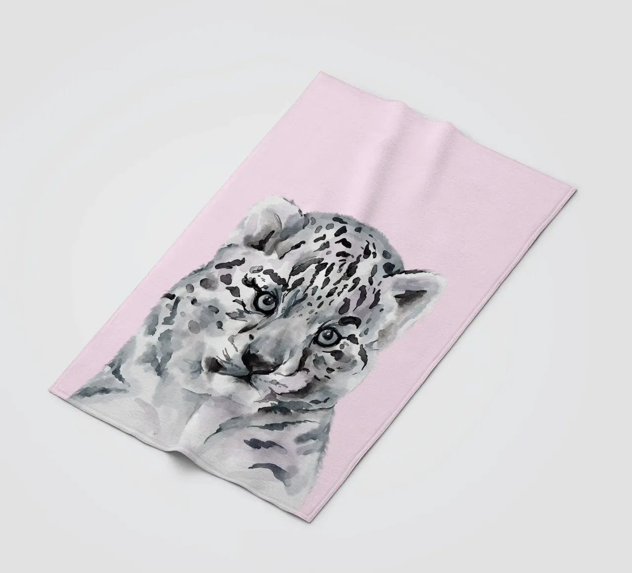 Poster pastello sulla fauna selvatica, simpatico leopardo delle nevi, stampa per l'asilo nido coperta in pile da Little Lila