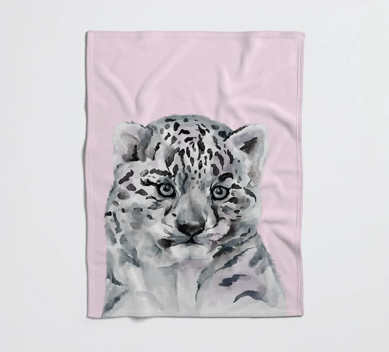 Poster pastello sulla fauna selvatica, simpatico leopardo delle nevi, stampa per l'asilo nido coperta in pile da Little Lila