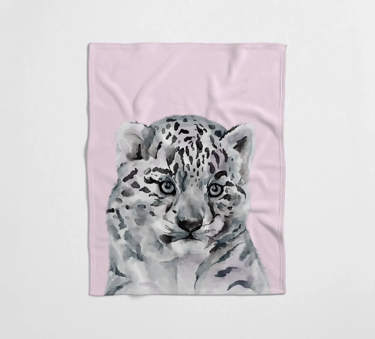 Poster pastello sulla fauna selvatica, simpatico leopardo delle nevi, stampa per l'asilo nido coperta in pile da Little Lila