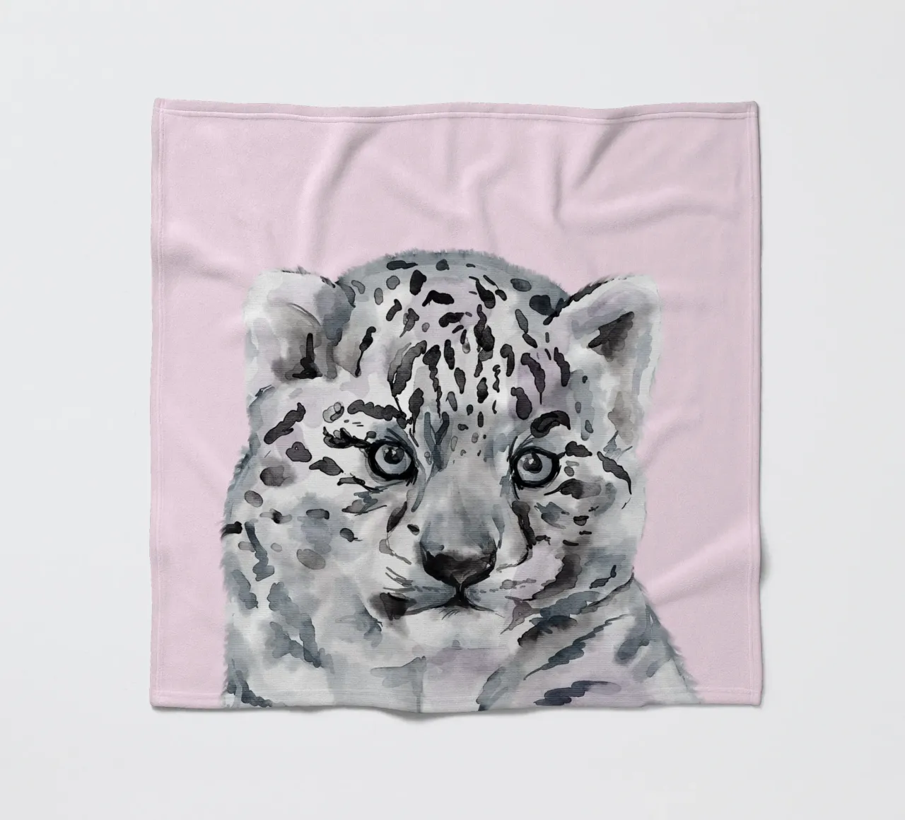 Poster pastello sulla fauna selvatica, simpatico leopardo delle nevi, stampa per l'asilo nido coperta in pile da Little Lila