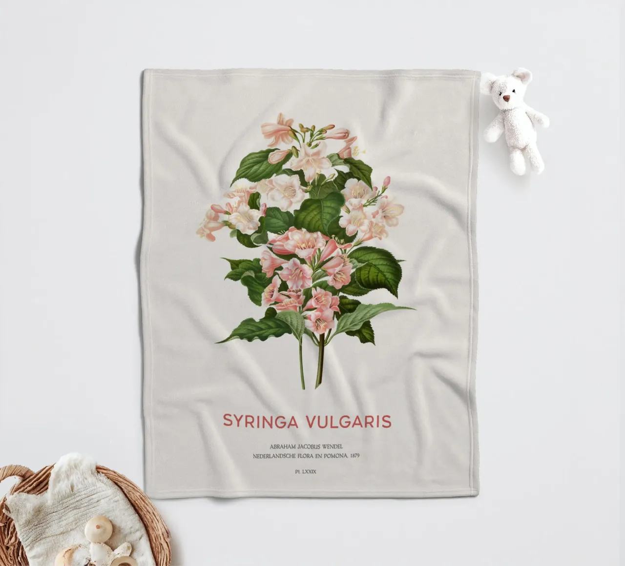 Flieder oder Syringa vulgaris Fleecedecke von Vintagrafica