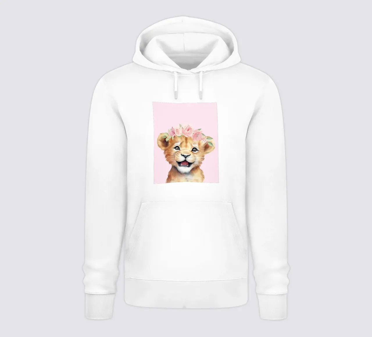 Cucciolo di leone con corona di fiori, poster per la camera dei bambini Safari felpa con cappuccio da Little Lila