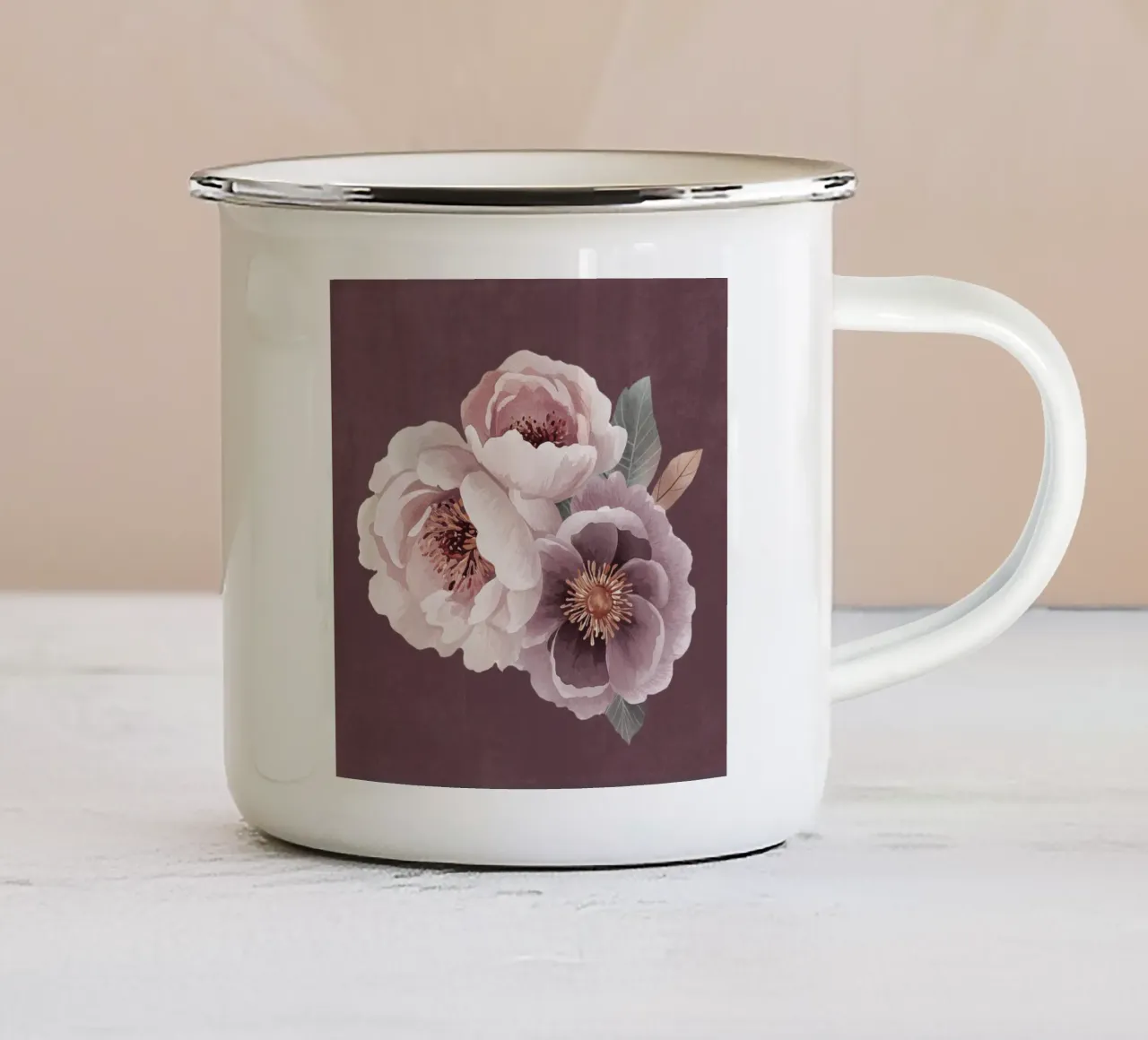 Delicati fiori vintage tazza in smalto da Carinaprint