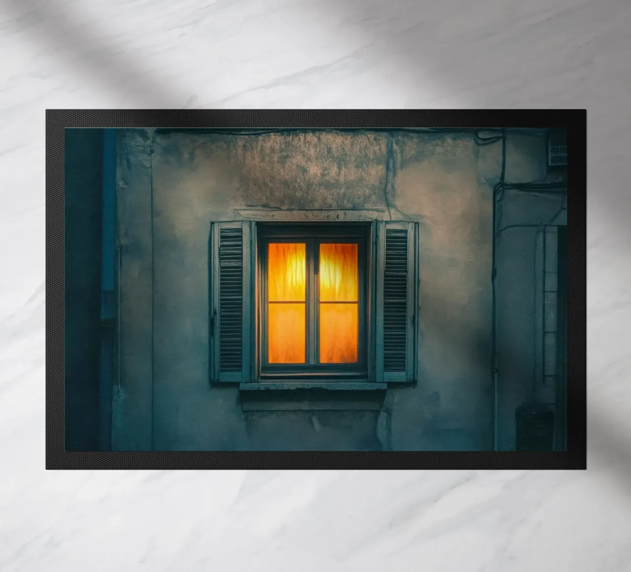 The Illuminated Window of Marseille doormat by By Night