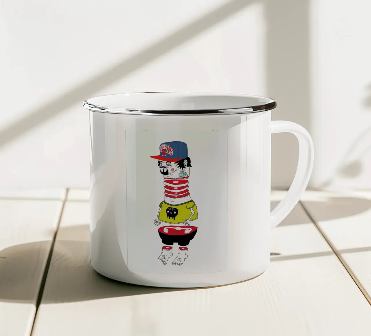 Chopsuey enamel mug by Nick Cocozza